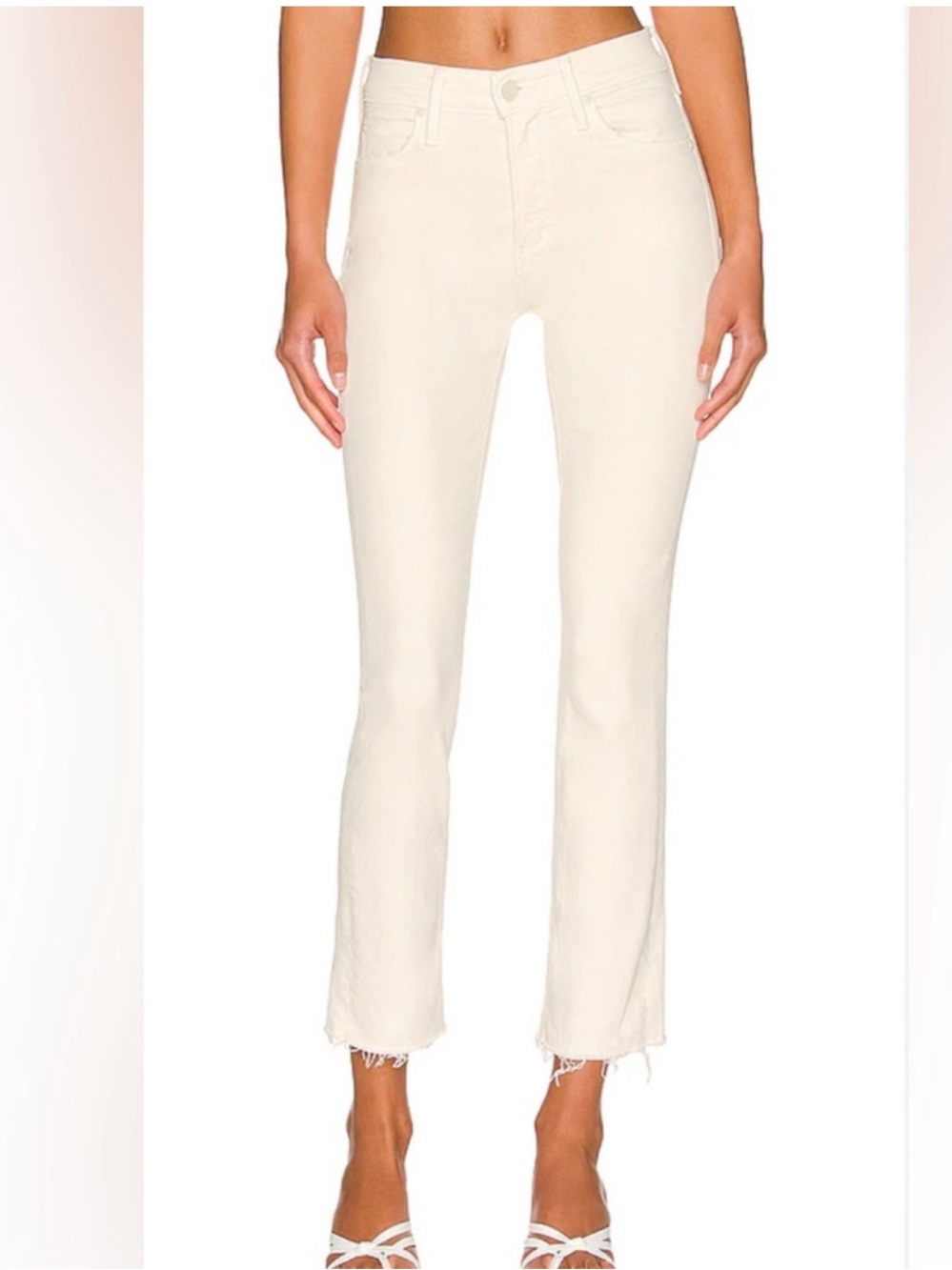 MOTHER the rascal crop fray cream puff size 30